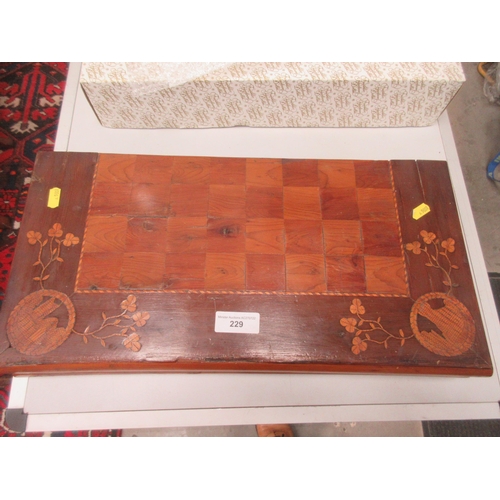 229 - An inlaid folding wooden Chess/Backgammon Board