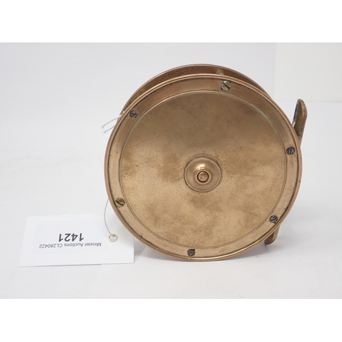 1577 - A Slater c1890 brass Birmingham style 4 1/2in Salmon Reel