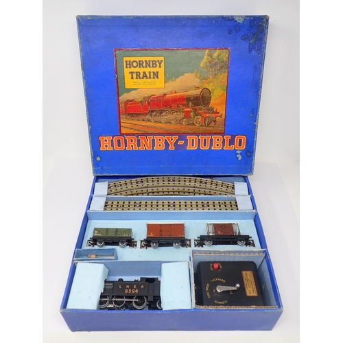 1036 - A rare Hornby-Dublo EDG7 LNER Tank Goods Set with Royal Scot Box. This rare set has a factory date s... 