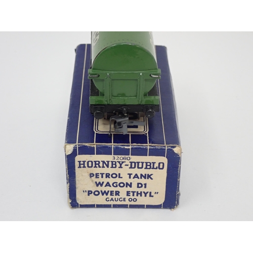 1051 - A rare Hornby-Dublo late production 'Power Petrol' Petrol Tanker in blue and white box. Tanker in ne... 