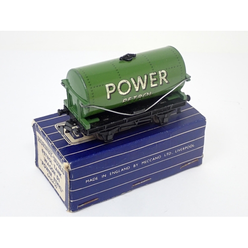 1051 - A rare Hornby-Dublo late production 'Power Petrol' Petrol Tanker in blue and white box. Tanker in ne... 