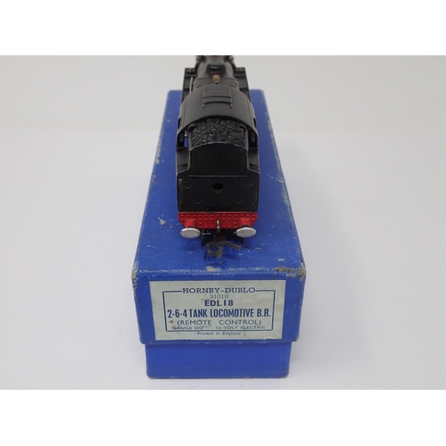 1052 - A rare early boxed Hornby-Dublo 3-rail EDL18 2-6-4T Locomotive. Early production 2-6-4T with correct... 