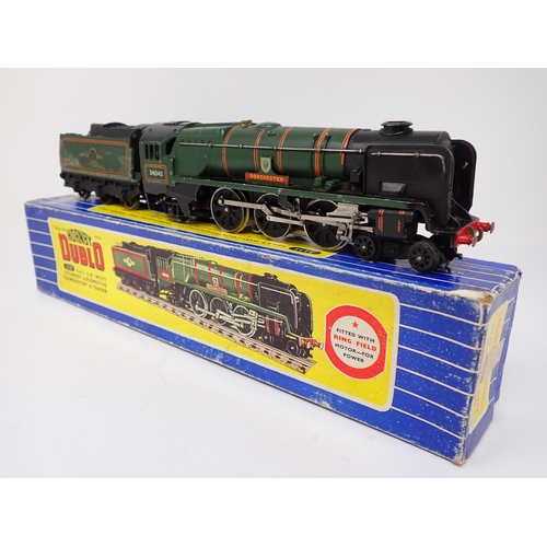 1079 - A boxed Hornby-Dublo No.3235 West Country 'Dorchester' Locomotive. Model and box both very good