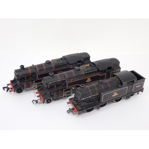 1080 - Three unboxed Hornby-Dublo 3-rail Locomotives converted to 2-rail including; rare 2-6-4T 80059, 0-6-... 