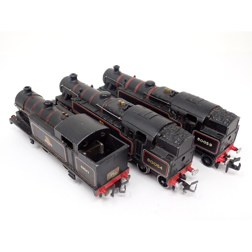 1080 - Three unboxed Hornby-Dublo 3-rail Locomotives converted to 2-rail including; rare 2-6-4T 80059, 0-6-... 