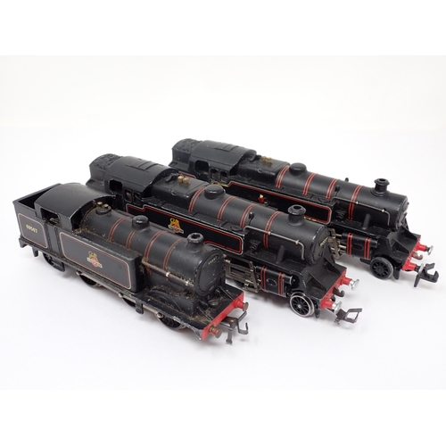 1080 - Three unboxed Hornby-Dublo 3-rail Locomotives converted to 2-rail including; rare 2-6-4T 80059, 0-6-... 