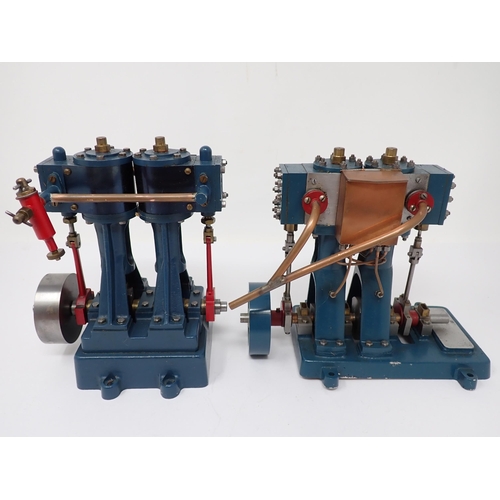 1128 - Two scratch built scale models of Stewart-Turner Double-ten Engines