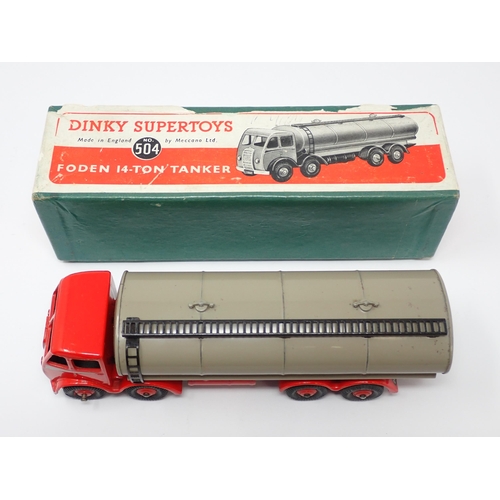 1150 - A boxed Dinky Supertoys No.504 red and fawn Foden 14-Ton Tanker