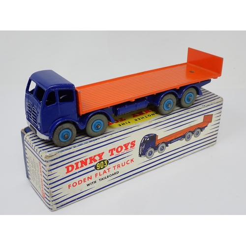 1158 - A boxed Dinky Toys No.903 blue and orange Foden Flat Truck