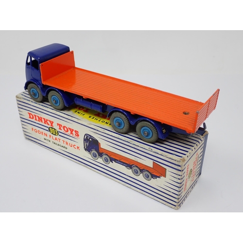 1158 - A boxed Dinky Toys No.903 blue and orange Foden Flat Truck