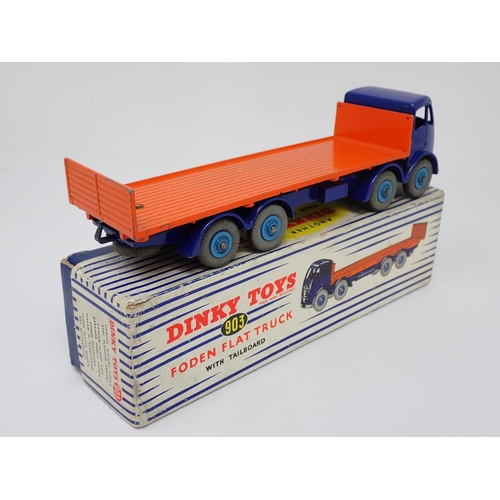 1158 - A boxed Dinky Toys No.903 blue and orange Foden Flat Truck