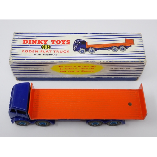 1158 - A boxed Dinky Toys No.903 blue and orange Foden Flat Truck