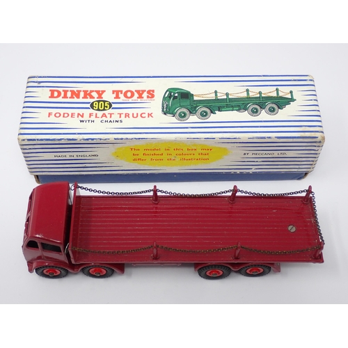 1164 - A boxed Dinky Toys No.905 maroon Foden chain side Flat Truck