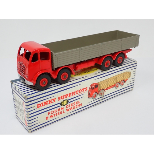 1184 - A boxed Dinky Supertoys No.901 red and grey Foden 8-wheel Wagon