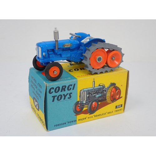 1198 - A boxed Corgi Toys No.54 Fordson 'Power Major' with roadless half tracks with packing