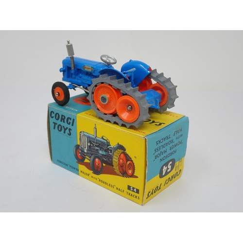 1198 - A boxed Corgi Toys No.54 Fordson 'Power Major' with roadless half tracks with packing