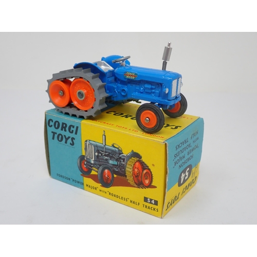 1198 - A boxed Corgi Toys No.54 Fordson 'Power Major' with roadless half tracks with packing