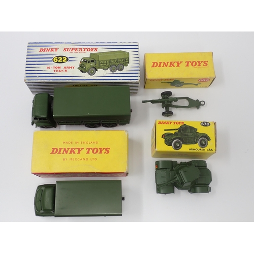 1201 - A boxed Dinky Toys No.621 3 Ton Army Wagon, a boxed No.670 Armoured Car, a boxed No.686 25pdr Gun wi... 