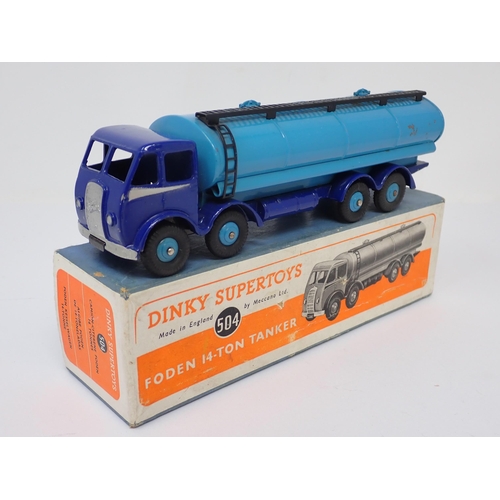 1223 - A boxed Dinky Supertoys No.504 two tone blue Foden 14-Ton Tanker