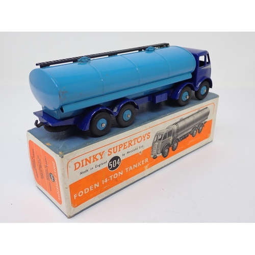 1223 - A boxed Dinky Supertoys No.504 two tone blue Foden 14-Ton Tanker