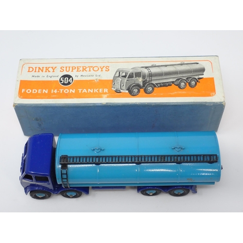 1223 - A boxed Dinky Supertoys No.504 two tone blue Foden 14-Ton Tanker