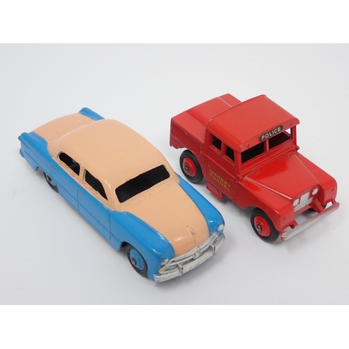 1232 - An unboxed Dinky Toys No.170 blue and pink Ford Fordor and an unboxed No.255 Mersey Tunnel Land Rove... 