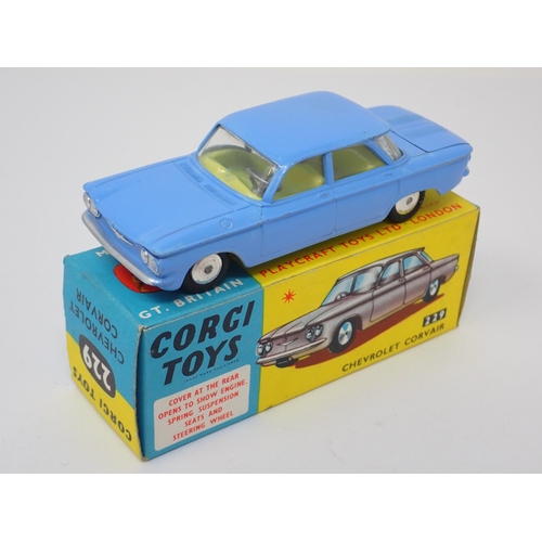 1254 - A boxed Corgi Toys No.229 blue Chevrolet Corvair