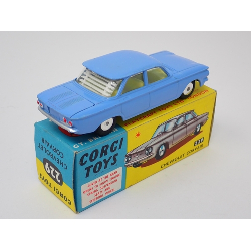 1254 - A boxed Corgi Toys No.229 blue Chevrolet Corvair