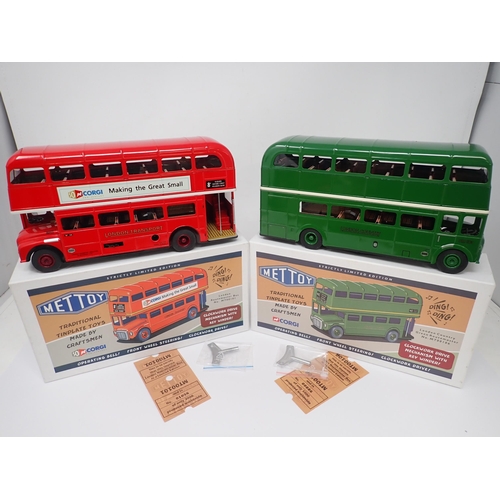 1288 - A boxed Mettoy re-issue MT00101 London Transport Bus and a boxed MT00106 London County green Bus