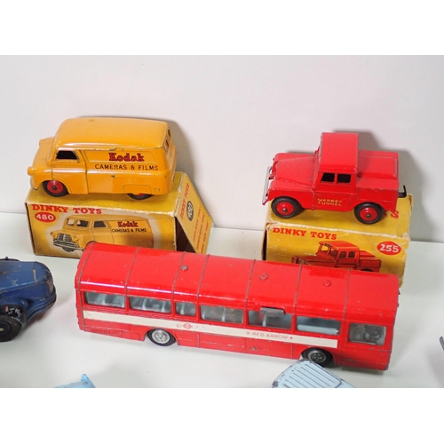 1299 - A boxed Dinky Toys No.480 Bedford Kodak Van, a boxed No.255 Mersey Tunnel Van and a quantity of unbo... 