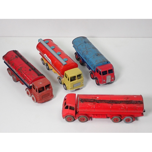 1300 - Two unboxed and play worn Dinky Toys Foden Tankersand two Leyland Octopus Tankers