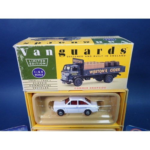 1305 - Four boxed Vanguard Models including a Westons Commer Dropside, Bedford Type 'S' Van, Singer Chamois... 