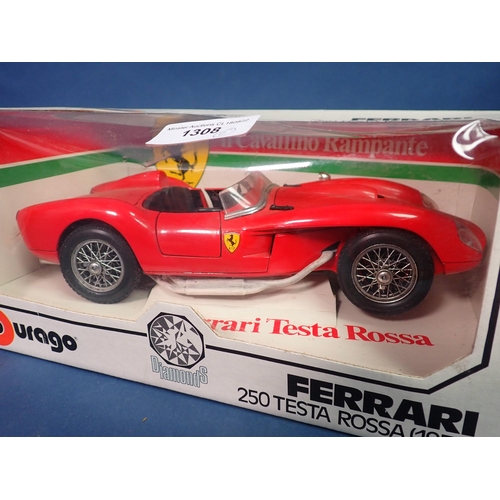 1308 - A boxed Burago Ferrari 250 Testa Rossa and a boxed RC Tank