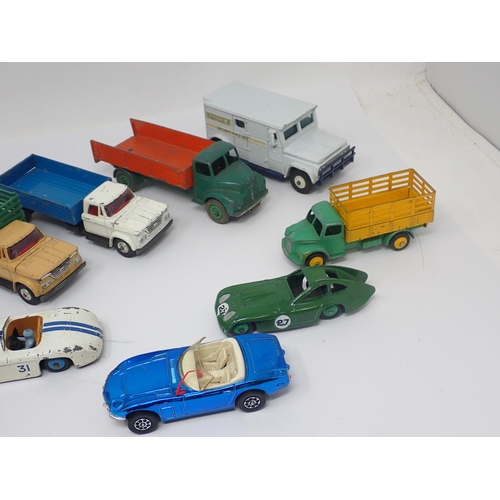 1378 - Eleven unboxed diecast Vehicles including Dinky Toys No.157 Jaguar, Cunningham, Bristol 450, Leyland... 