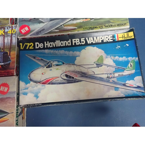 1407 - Thirteen boxed Airfix, Heller and Frog aircraft, tank and figure Kits