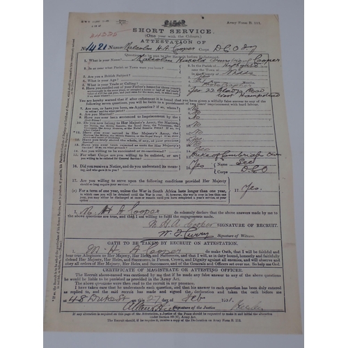 1478 - A Queens South Africa Medal to 34335 Pte. M.H.A. Cooper 53rd Company Imperial Yeomanry with Bars, Ca... 