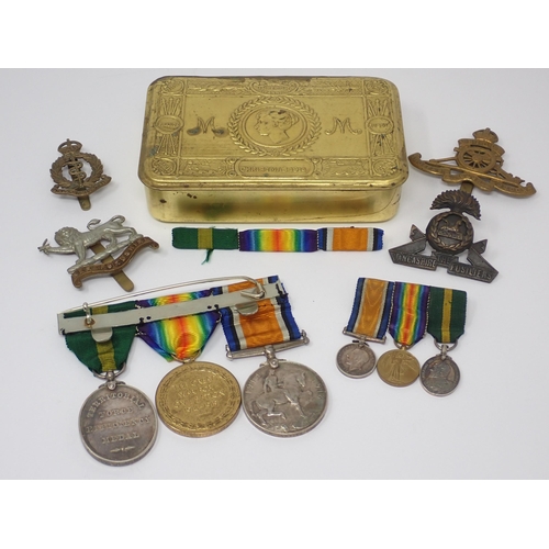 1501 - Three; WWI Medal Group to 90367 Sjt. H.J. Bailey R.A.M.C. including 1914-18 Medal, Great War Medal a... 