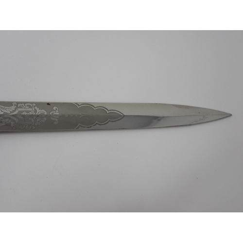 1532 - WITHDRAWN- A First World War Naval Dirk by Gieves with clean etched blade in brass mounted leather S... 