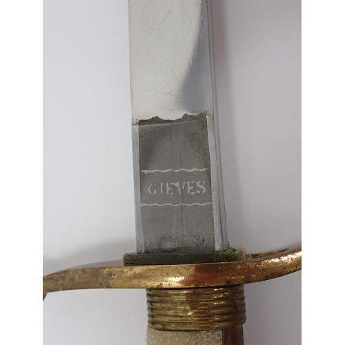 1532 - WITHDRAWN- A First World War Naval Dirk by Gieves with clean etched blade in brass mounted leather S... 