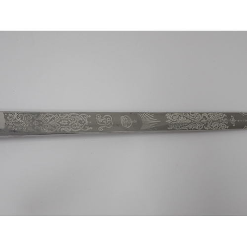 1532 - WITHDRAWN- A First World War Naval Dirk by Gieves with clean etched blade in brass mounted leather S... 