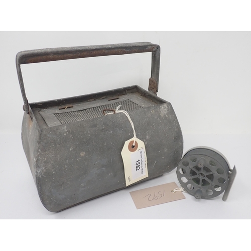 1592 - A 19th Century live Minnow Bait Tin and a small Reel