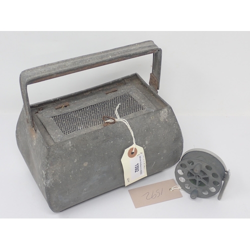 1592 - A 19th Century live Minnow Bait Tin and a small Reel