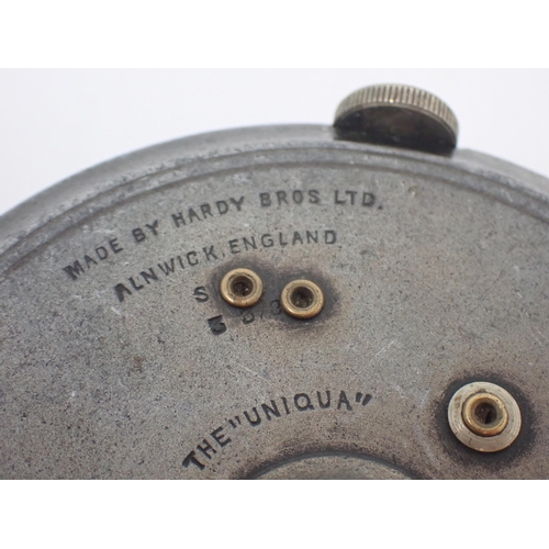 1594 - A Hardy Bros 'Uniqua' 3 3/8in dry fly Fishing Reel duplicated Mk2 check, rim tensioner, factory line... 