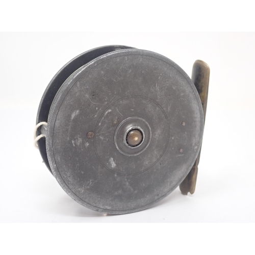 1595 - A Hardy Bros 'Uniqua' dry fly 3 1/8in Fishing Reel, 1903 check, horseshoe latch, smooth brass foot