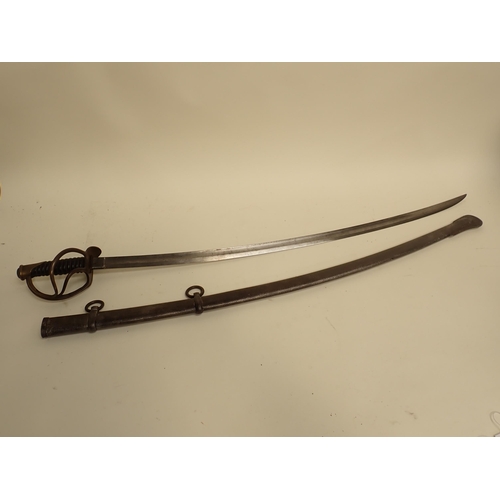 1465 - An 1860 Pattern American Cavalry Sabre, ricasso marked 'Roby, Chelmsford, Mass', 1864 in scabbard (p... 