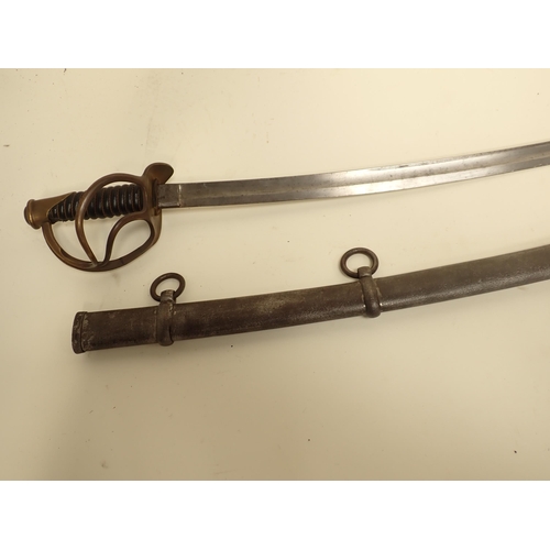 1465 - An 1860 Pattern American Cavalry Sabre, ricasso marked 'Roby, Chelmsford, Mass', 1864 in scabbard (p... 