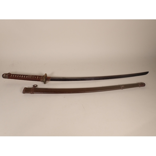 1467 - A Japanese Katana by Ishido Teruhide in WWII military mounts. This smith was descended from the famo... 