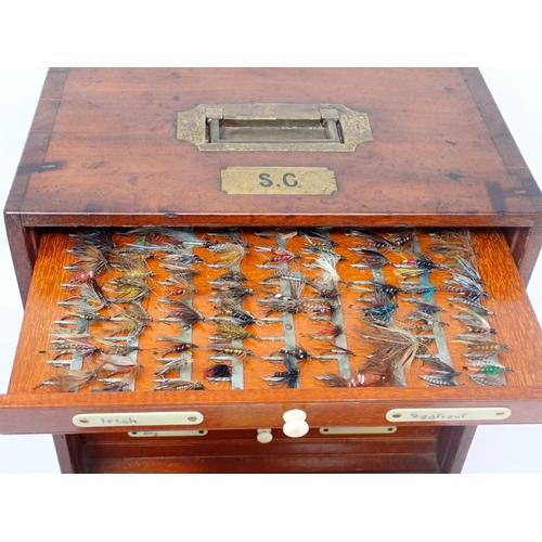 1544 - A late 19th or early 20th Century transportable mahogany Trout Fly Fishing Reservoir or Cabinet. Unb... 