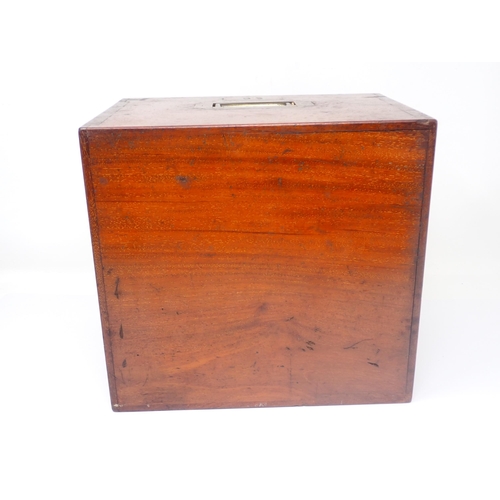 1544 - A late 19th or early 20th Century transportable mahogany Trout Fly Fishing Reservoir or Cabinet. Unb... 