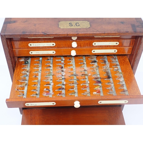 1544 - A late 19th or early 20th Century transportable mahogany Trout Fly Fishing Reservoir or Cabinet. Unb... 